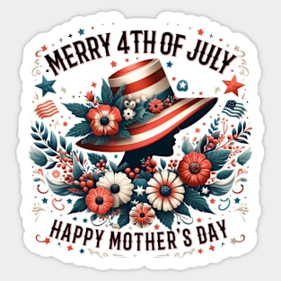 Merry 4th Of Mother's Day Happy Independence Day Women Men Sticker